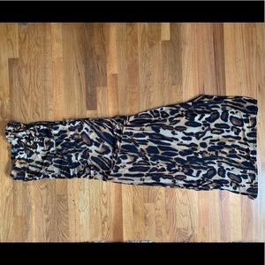 Strapless cheetah maxi dress